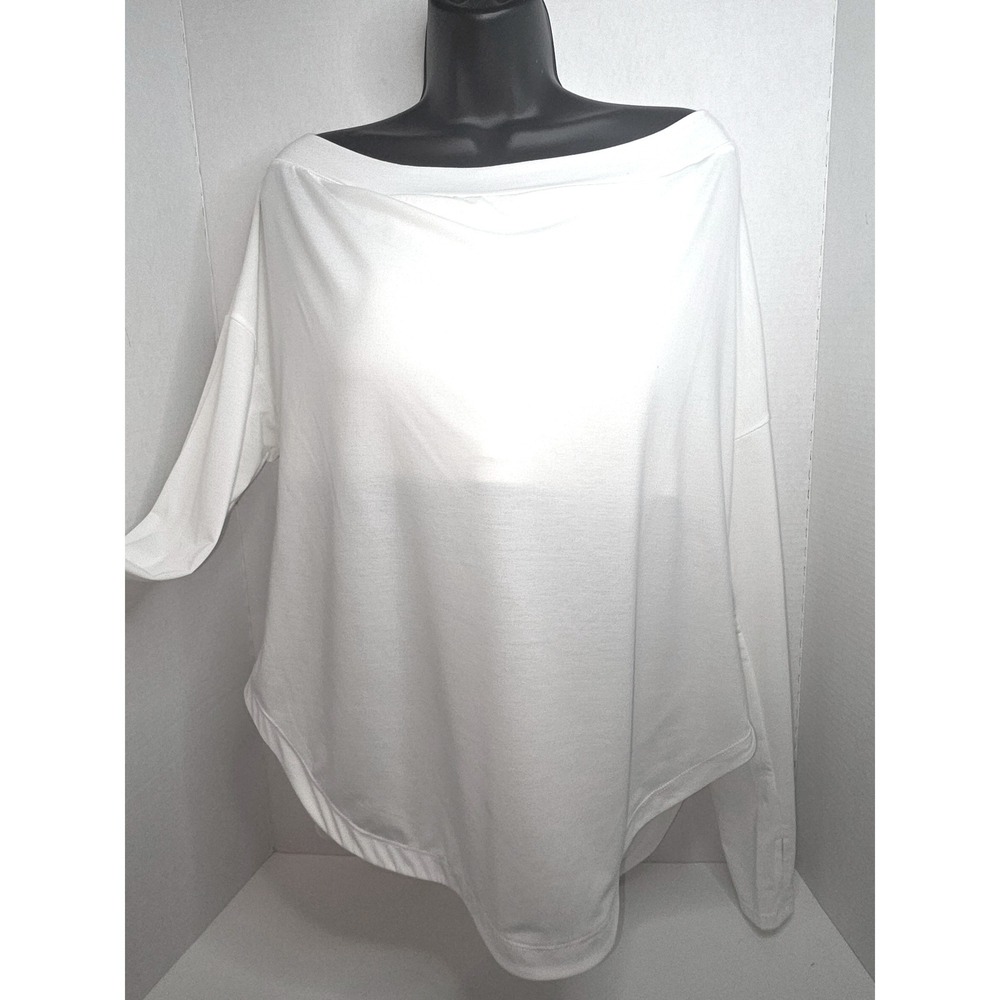 Halara Off White Boat Neck Long Sleeve Top with Built-in Bra Thumbholes SZ Large